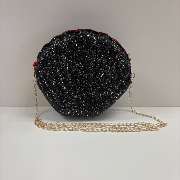 Glam Clam /Sparkle Seashell Crossbody Handbag / Shell Purse- Black/Silver - NWT - Picture 8 of 12